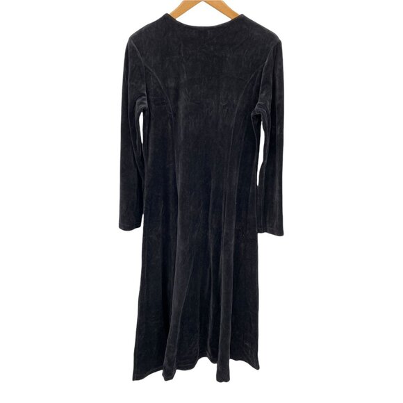 Lands End Dress Womens S 6-8 Black Velour Floral Embroidered Whimsigoth‎ VTG - Picture 2 of 7